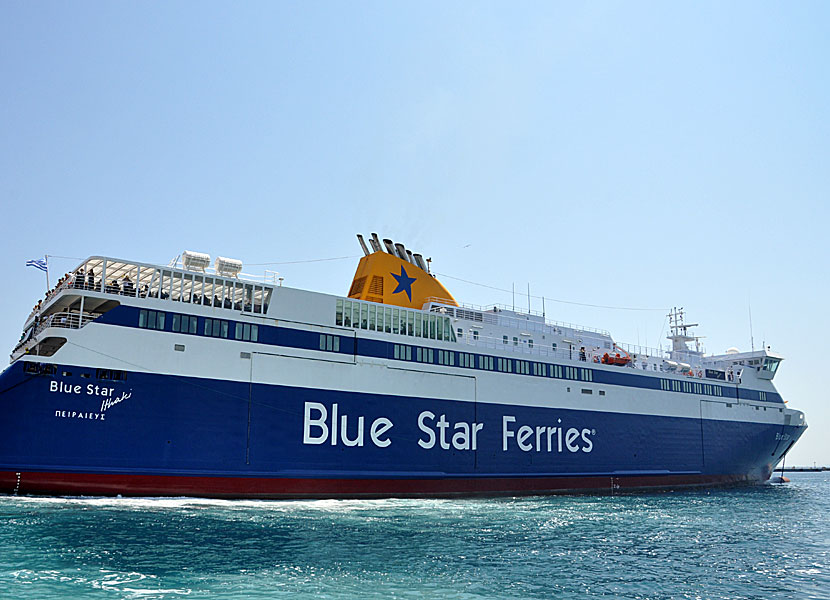 Greek ferries, boats and catamarans. Blue Star Ithaka. Ermoupolis. Syros.