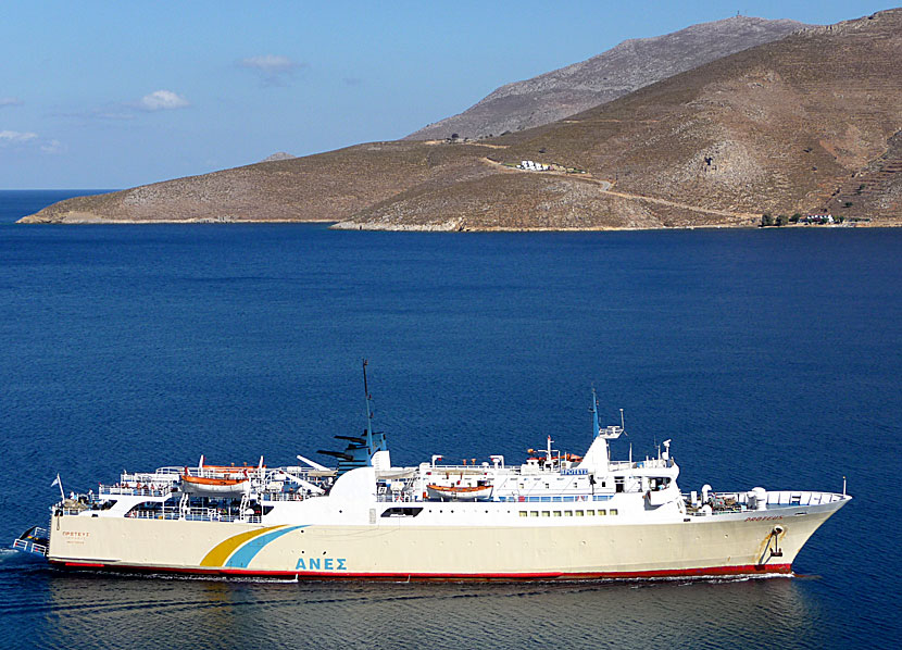 Greek ferries, boats and catamarans. Proteus. Livadia. Tilos.