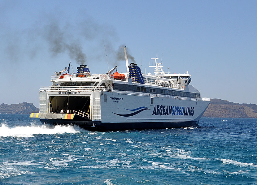 Greek ferries, boats and catamarans. Speedrunner 2. Athinios port. Santorini.