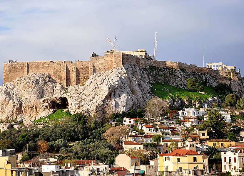 Akropolis och Anafiotika i Aten.