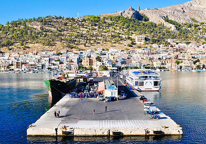 Hamnen i Pothia på Kalymnos i Grekland.