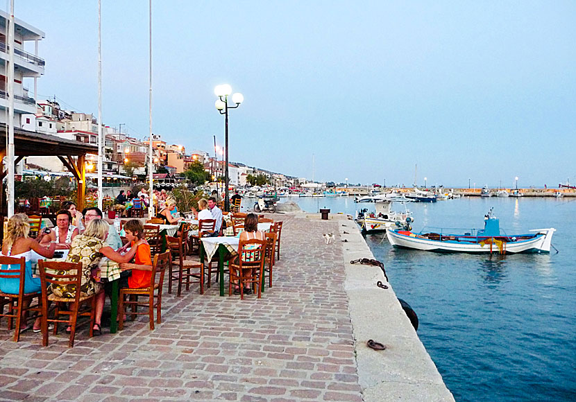 Bra tavernor och restauranger i Plomari på Lesbos.