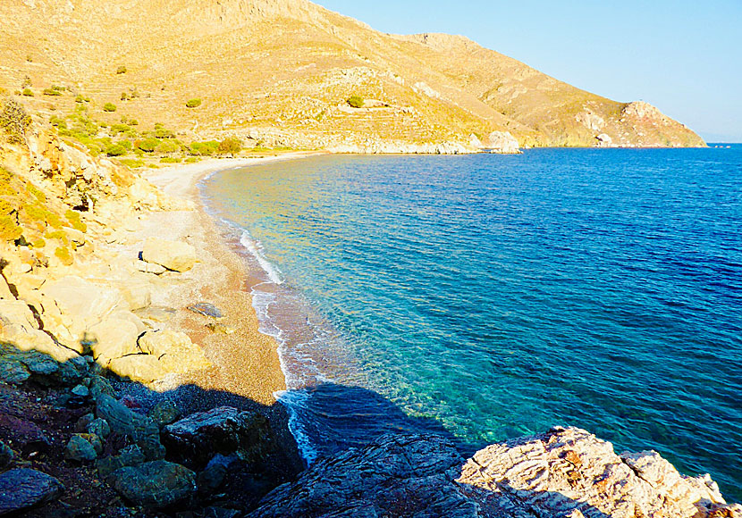 Nudiststranden Lethra på ön Tilos i Dodekaneserna.