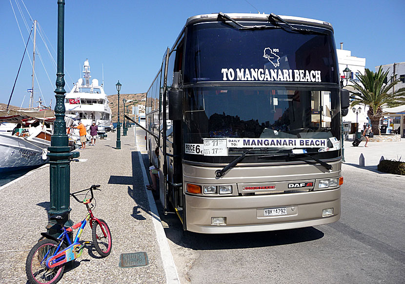 Bussen till Manganari beach på Ios.