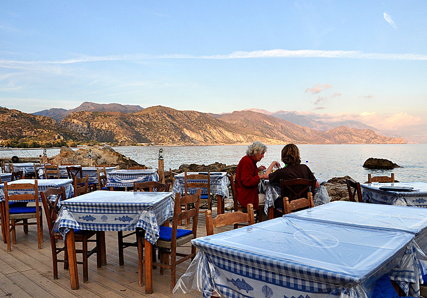 Taverna med utsikt över den berömda krokodilen i Paleochora på södra Kreta.