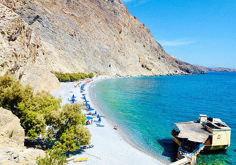 Sweetwater beach mellan Chora Sfakion och Loutro på södra Kreta.