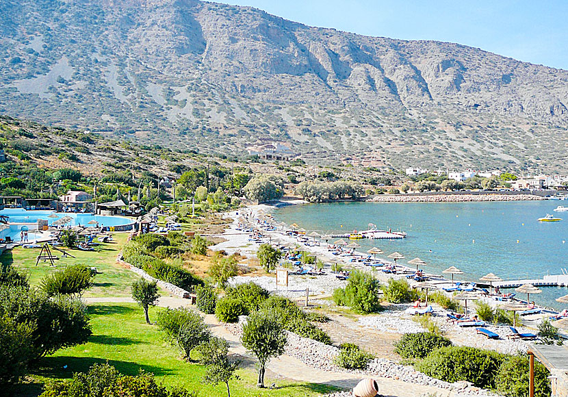 Hotell med pool och egen sandstrand i Elounda på Kreta.