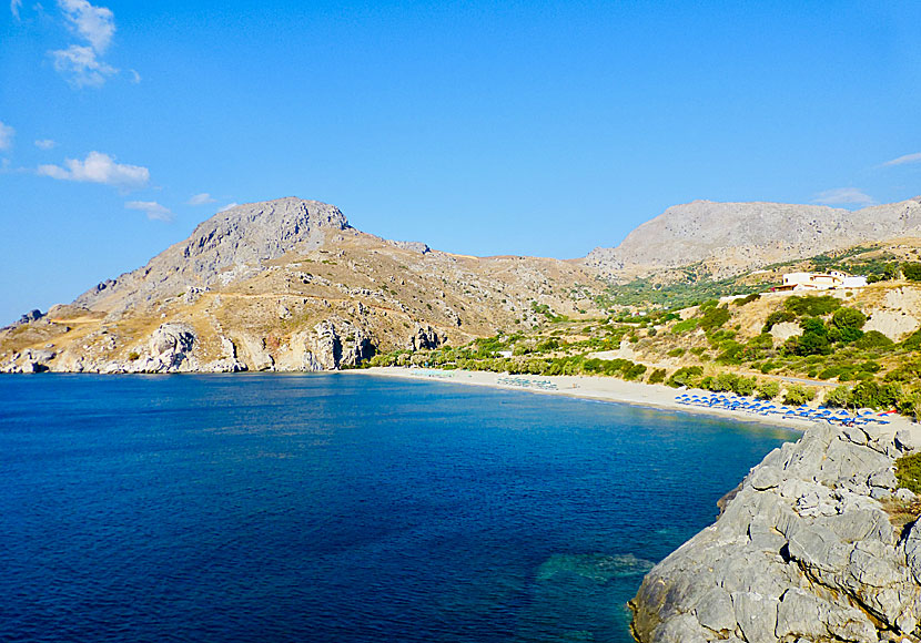 Souda beach väster om Plakias på södra Kreta i Grekland.