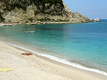 Agios Nikitas beach på Lefkas.  