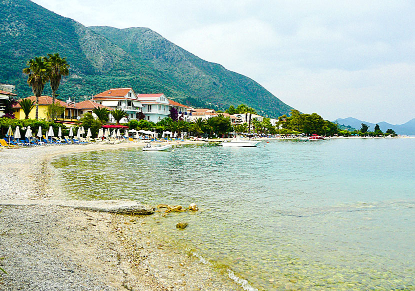 Stranden i Nidri på Lefkas.
