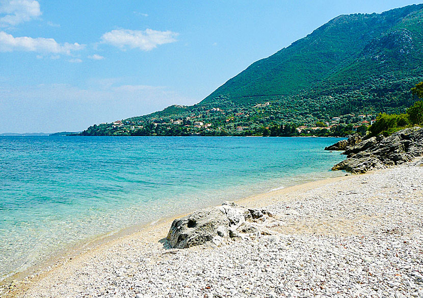 Nikiana beach nära Nidri på Lefkas i Grekland.