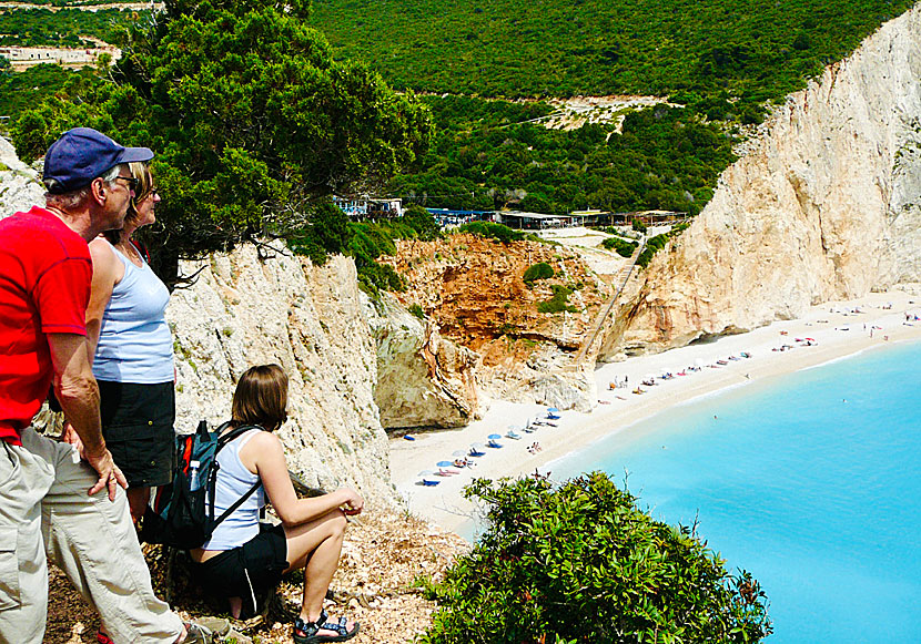 Porto Katsiki beach på Lefkas i Grekland.