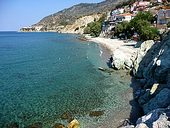 Plomari beach på Lesbos.