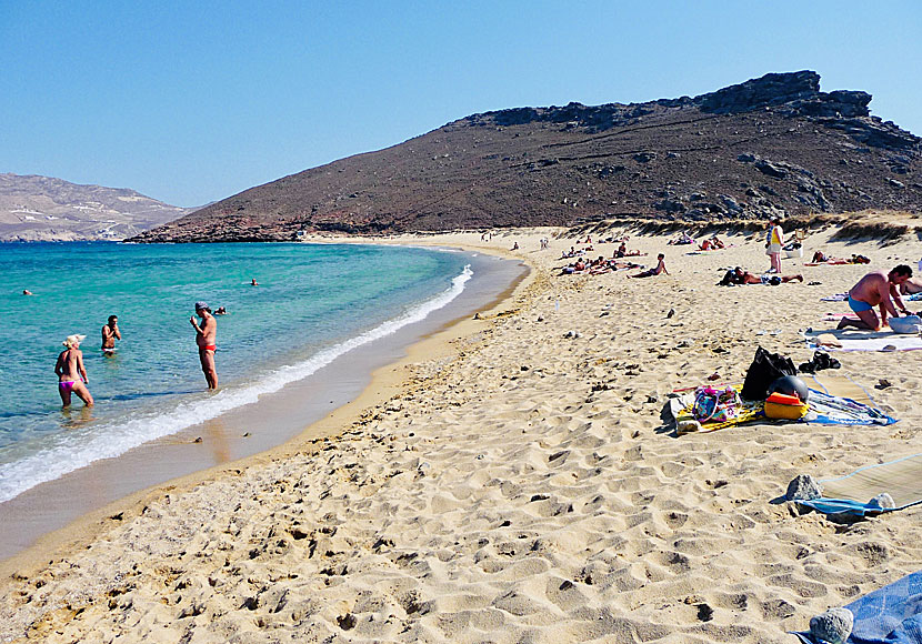 Panormos beach på norra Mykonos är tämligen oexploaterad.