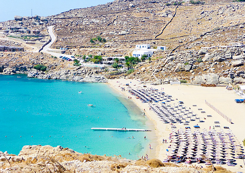 Super Paradise beach på Mykonos i Grekland.