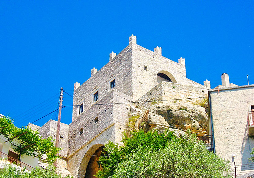 Tower of Zevgolis i Apiranthos på Naxos i Kykladerna.