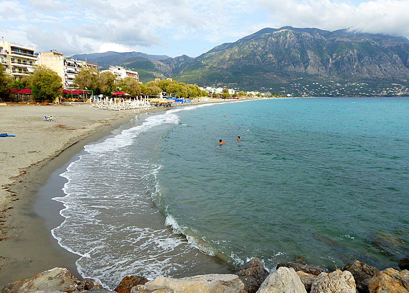 Stranden i Kalamata på södra Peloponnesos.
