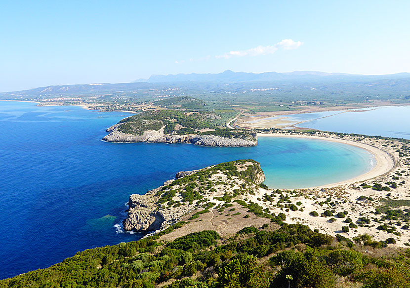 Voidokilia beach nära Gialova norr om Pylos på sydvästra Peloponnesos.