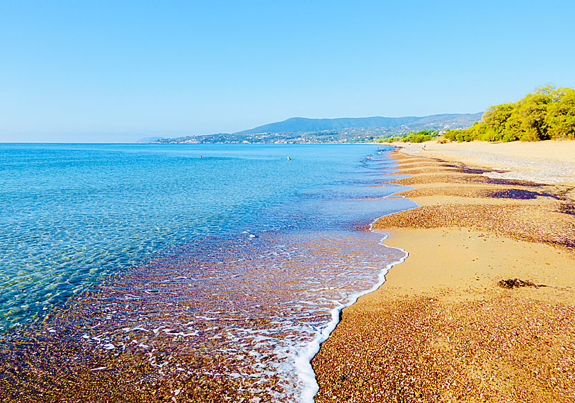 Zaga beach och Memi beach i Koroni på sydvästra Peloponnesos.