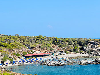 Stränderna Nikolas, Oasis och Tassos i Kallithea på Rhodos.