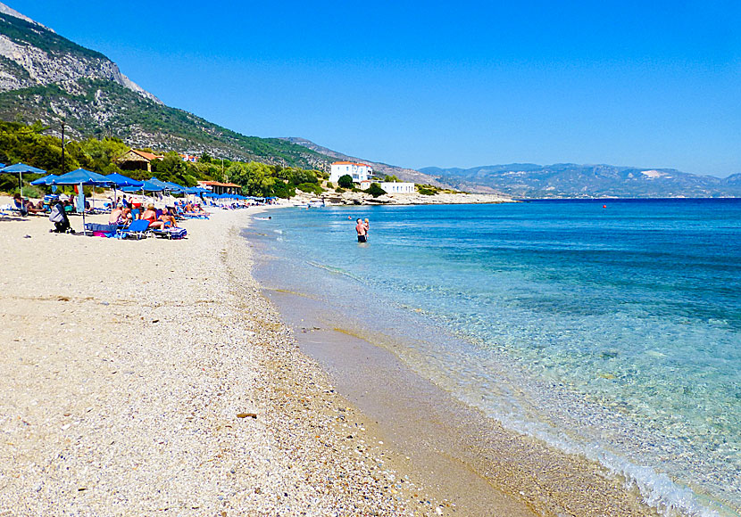 Limnionas beach nära Votsalakia på Samos.