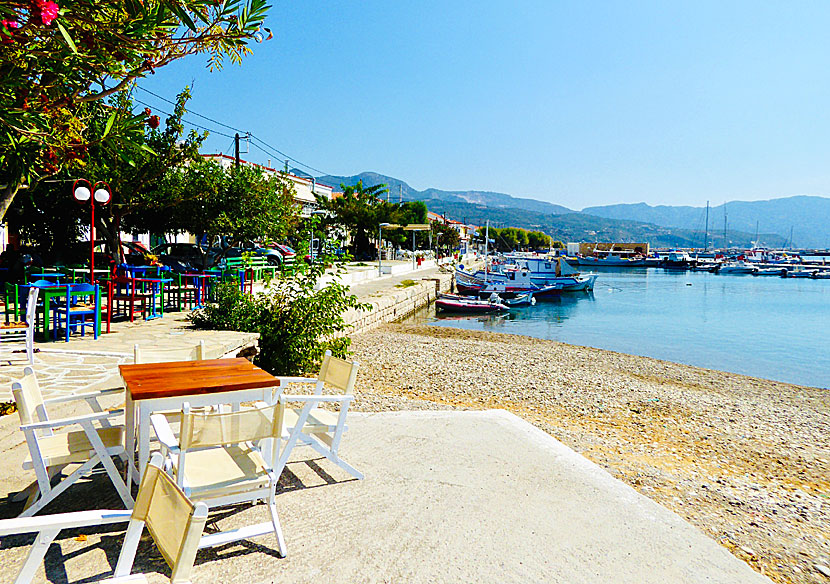 Tavernor och restauranger i Ormos Marathokampos på Samos.