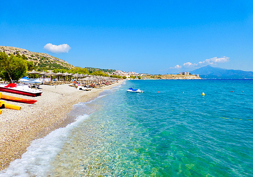 Potokaki beach nära Pythagorion på Samos i Grekland.