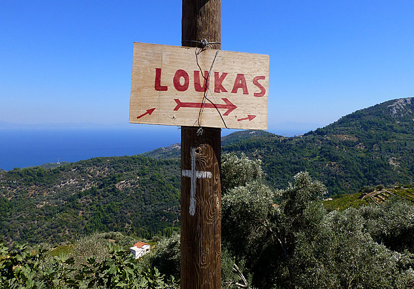 Vägen till Lukas Taverna i Manolates på Samos. 