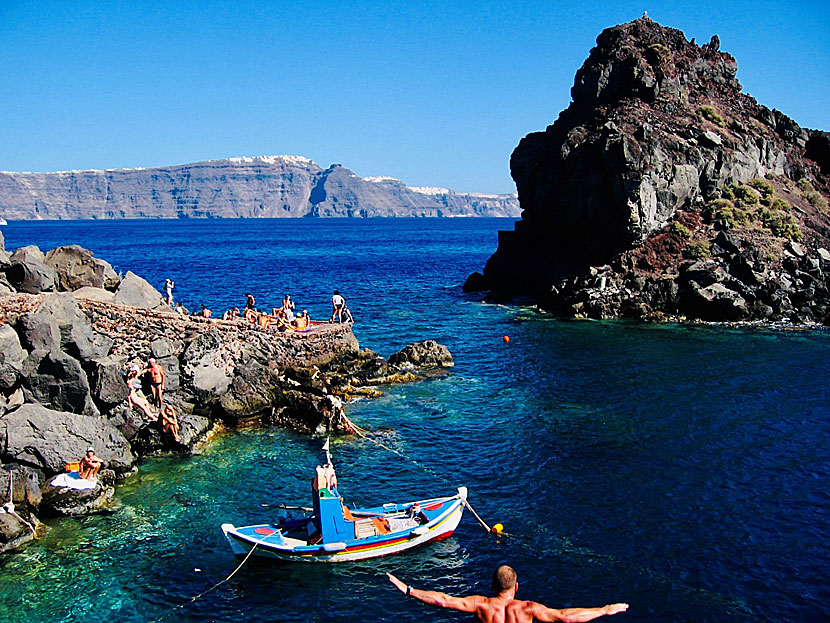Klippbadet i Amoudia under Oia på Santorini.