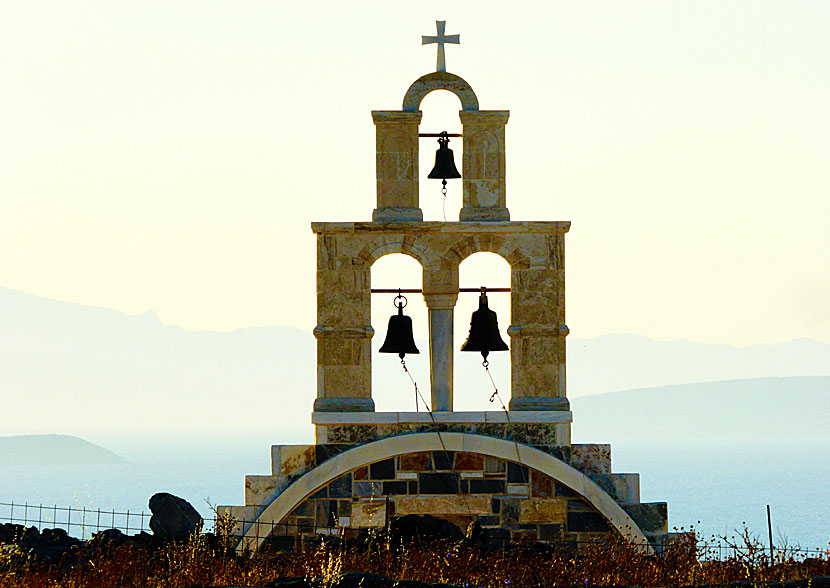 Den speciella kyrkan Agio Filaretos i Chora på Schinoussa i Kykladerna.