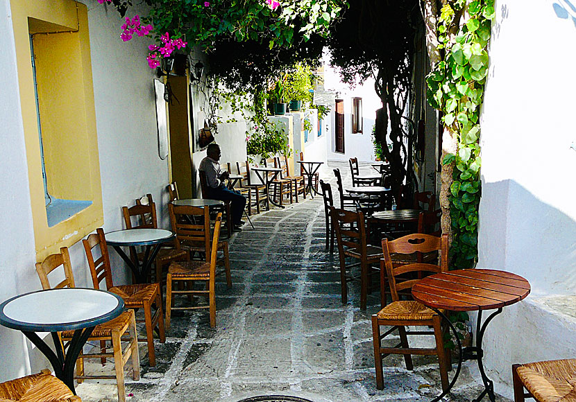 Kafé i Kastro och Chora på Sikinos.
