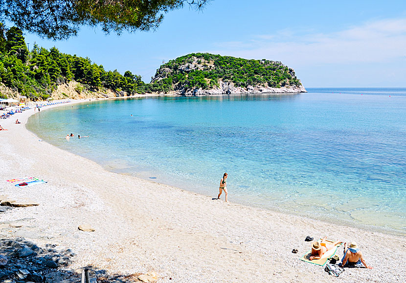 Stafilos beach är Skopelos populäraste strand. 