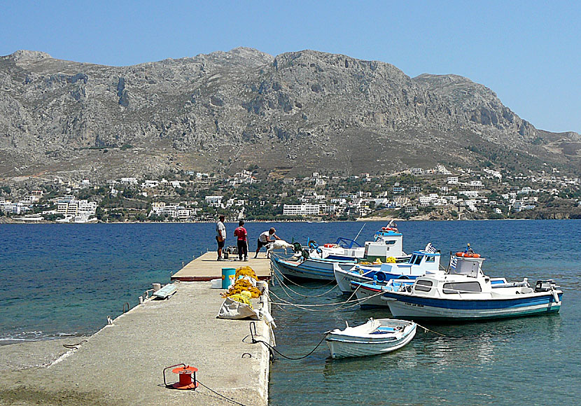 Båten som går från Myrties på Kalymnos och hamnen på Telendos.  