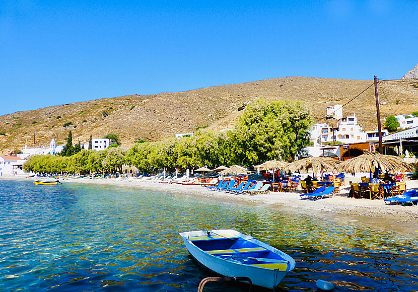 I byn Emborios på Kalymnos i Dodekaneserna finns två stränder och flera bra tavernor. 