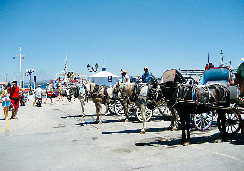 Hästdroska är ett vanligt transportmedel på Spetses i Grekland.