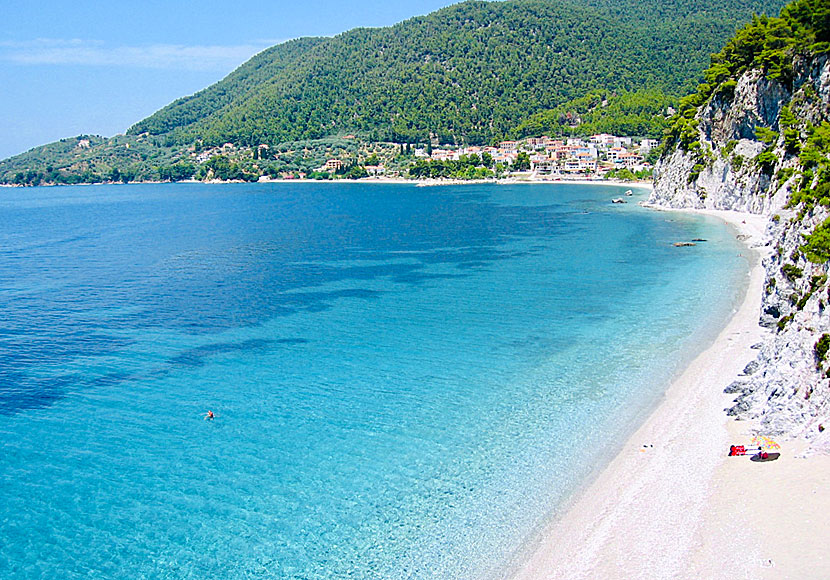 Hovolo beach på Skopelos är en av öns bästa stränder om man gillar att snorkla. 