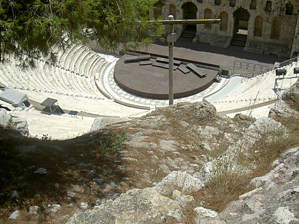 Amfiteater vid Akropolis borgen i Aten.