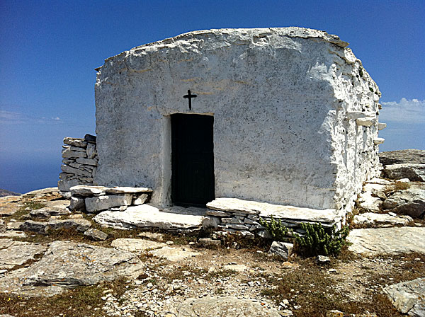 Amorgos. Kapellet på toppen av Profitis Elias 702 m.ö.h.