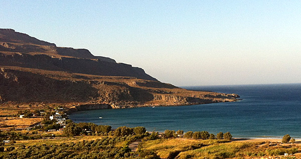 Vy över Kato Zakros bukten. Kreta.