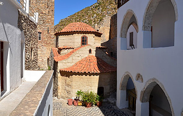 Klostret Agios Pandeleímonas. Tilos.