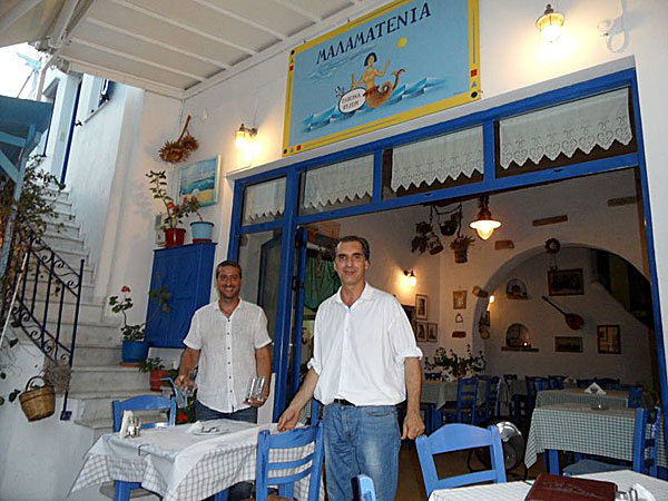 Yannis. Pavlos. Restaurant Malamatenias. Tinos. 